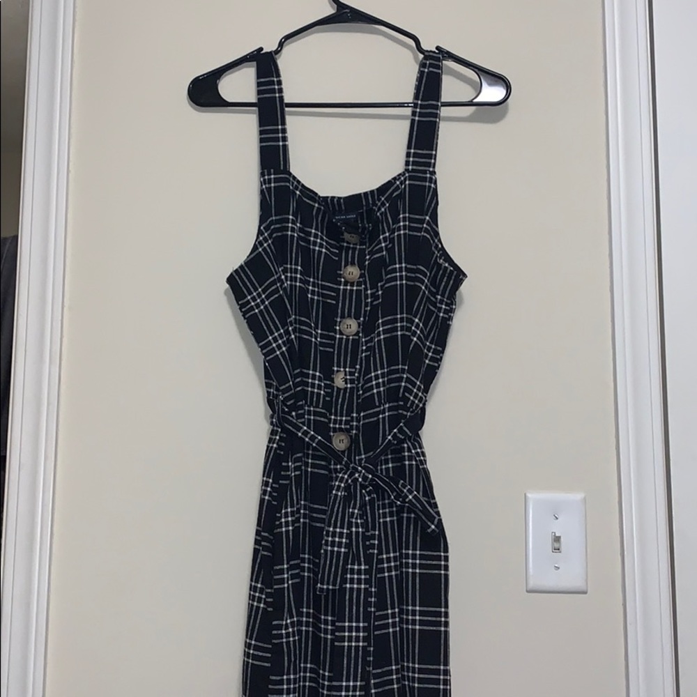 American Eagle black and white plaid jumpsuit